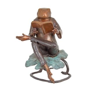 Einzigartige Bronze Frosch Skulptur Bronzefigur Frosch beim Lesen