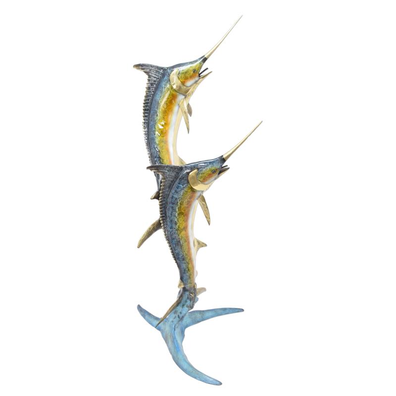 Detailreiche Bronze Marlin Skulptur Edle Brunnenfigur für Ihr Zuhause 2