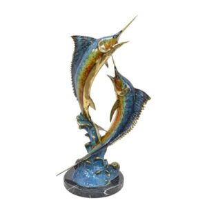 Hochwertige Bronze Speerfisch Skulptur Farbenfrohe Marlin Statue