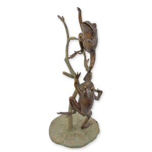 Handgefertigte Bronze Froschskulptur Metallfrösche auf Baumstamm