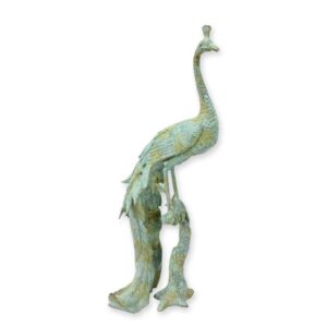 Exquisite Bronze Pfau Skulptur mit Patina  Detaillierte Meisterarbeit