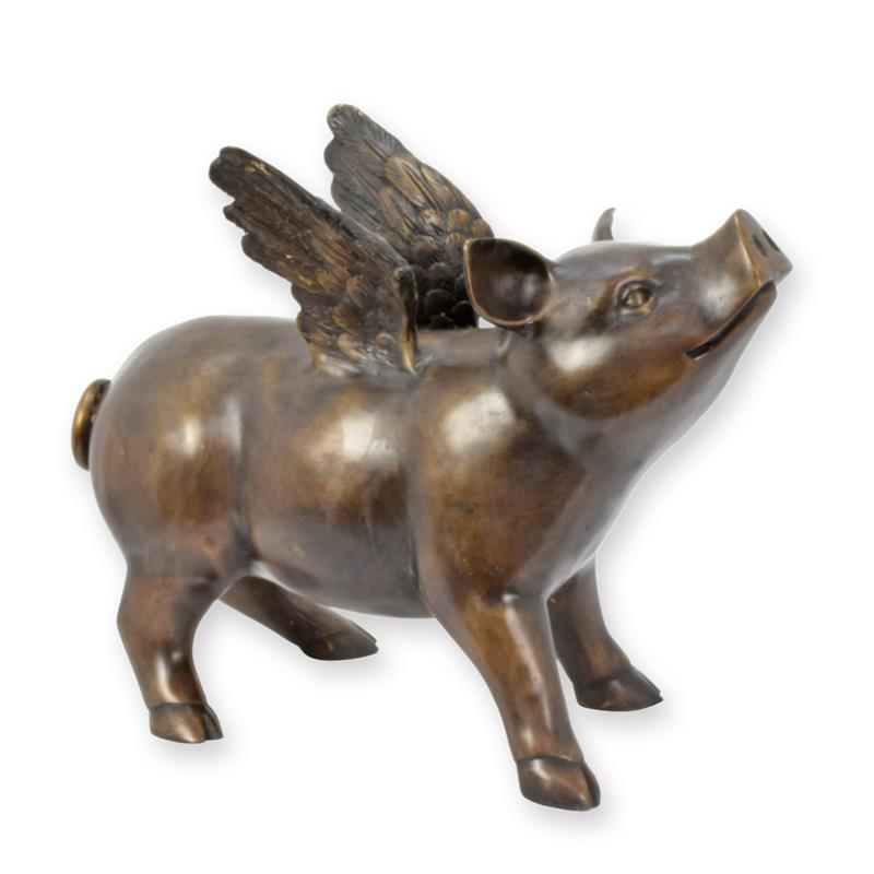 Einzigartige Bronze Flugschwein Skulptur Künstlerisches Highlight 2