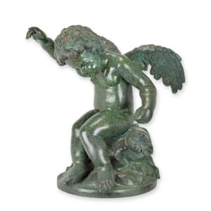 Handgefertigte Bronze Putto Skulptur  Detailliertes geflügeltes Kind