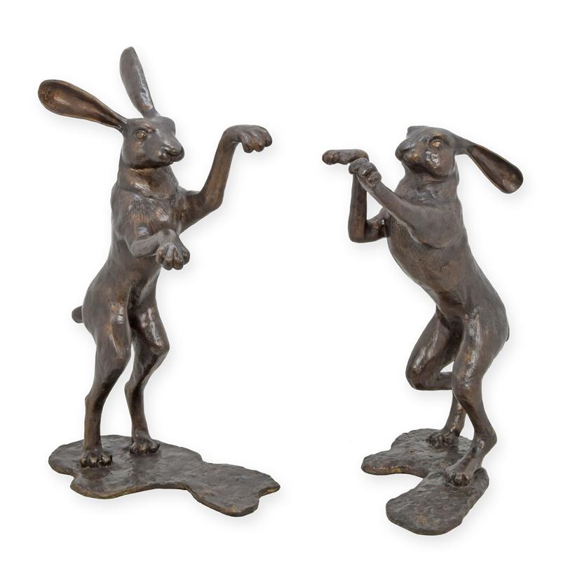 Einzigartige Bronze BoxkampfHasen Skulptur Tanzende Hasenkunst 2