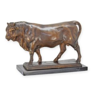 Exquisite Bronze Stier Skulptur Detaillierte Stierfigur auf Sockel