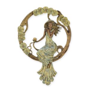 Eleganter Bronze Spiegelrahmen Art Nouveau Wanddekoration Highlight