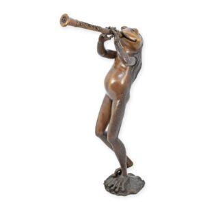 Bronze Frosch Skulptur Einzigartige Flöte Spielende Brunnenfigur