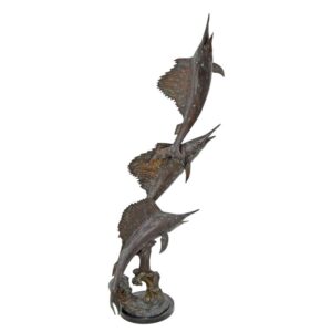Exquisite Bronze Skulptur Vertikal Springende Schwertfische