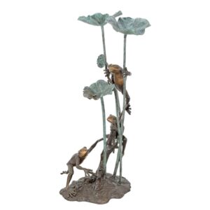 Exquisite bronze Froschbrunnen Skulptur mit detailliertem Vogelbad