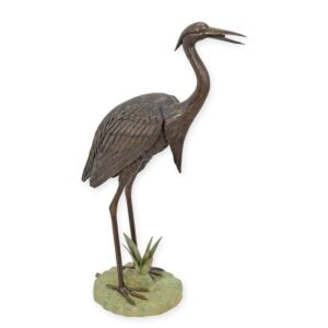 Detaillierte Bronze Reiher Skulptur für Ihren Garten  Eleganz pur
