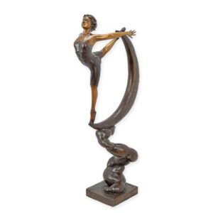 Elegante Bronze Ballerina Skulptur im Halbmond-Design für Ihr Zuhause