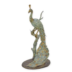 Exquisite Bronze Pfau Skulptur Kunstvolle Brunnenfigur für Garten