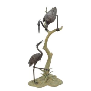 Elegante Bronze Kranich Skulptur  Detaillierte Brunnenfigur für Garten