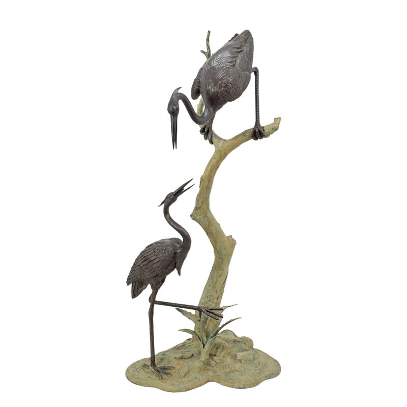Elegante Bronze Kranich Skulptur Detaillierte Brunnenfigur für Garten 2