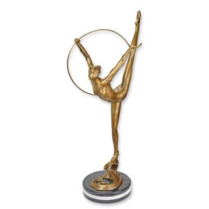Elegante Bronze Ballerina Skulptur mit Ring Kunstvolle Bronzefigur