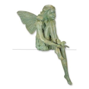 Einzigartige Bronze Elfenfigur Sitzende Feenskulptur mit Patina