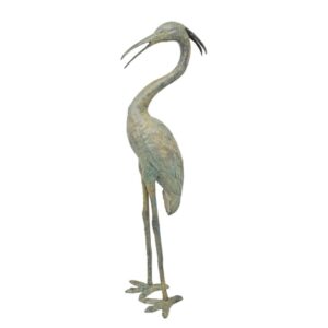 Elegante Bronzevogelskulptur Reiherskulptur mit langem Hals für Garten und Zuhause