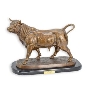 Handgefertigte Bronze Stier Skulptur auf Sockel  Detaillierte Kunstfigur