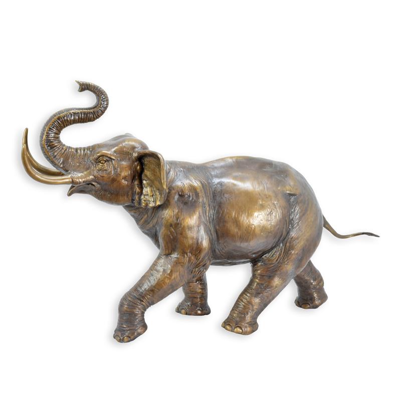 Kunstvolle Bronze Elefantenskulptur Elegante Metallkunst eines gehenden Elefanten 2