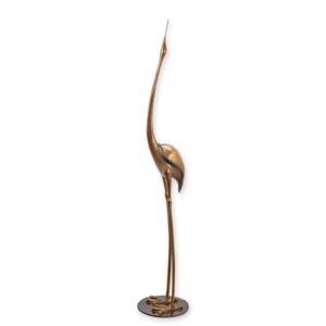 Stilvolle Moderne Bronzevogel Skulptur Elegante Kranich Metallkunst