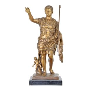 Zeitlose Eleganz Römische Bronze Augustus Skulptur mit Speer