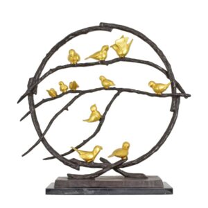 Einzigartige Modernistische Bronzevogel Skulptur im Baumkunstwerk-Design