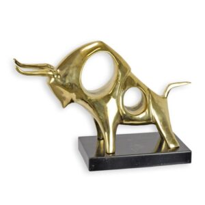 Exquisite Moderne Bronzestier Skulptur Abstrakte Goldene Bullenskulptur mit Sockel