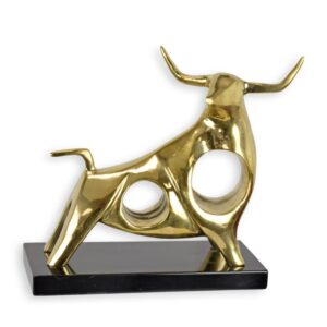 Exquisite Modernistische Bronze Stierskulptur Stilisiertes Kunstwerk mit Durchbrüchen