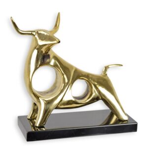 Moderne Bronze Stierskulptur Abstrakte Goldene Stierfigur für Ihr Zuhause