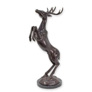 Elegante Bronzehirsch Skulptur Aufgerichtete Hirschfigur aus Bronze