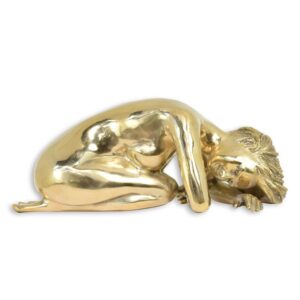 Einzigartige Bronze Frauenfigur  Goldene Skulptur einer liegenden Aktfigur