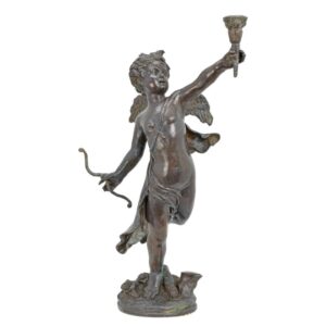 Renaissance Bronze Engel Kerzenhalter  Eleganter Putto Kerzenständer