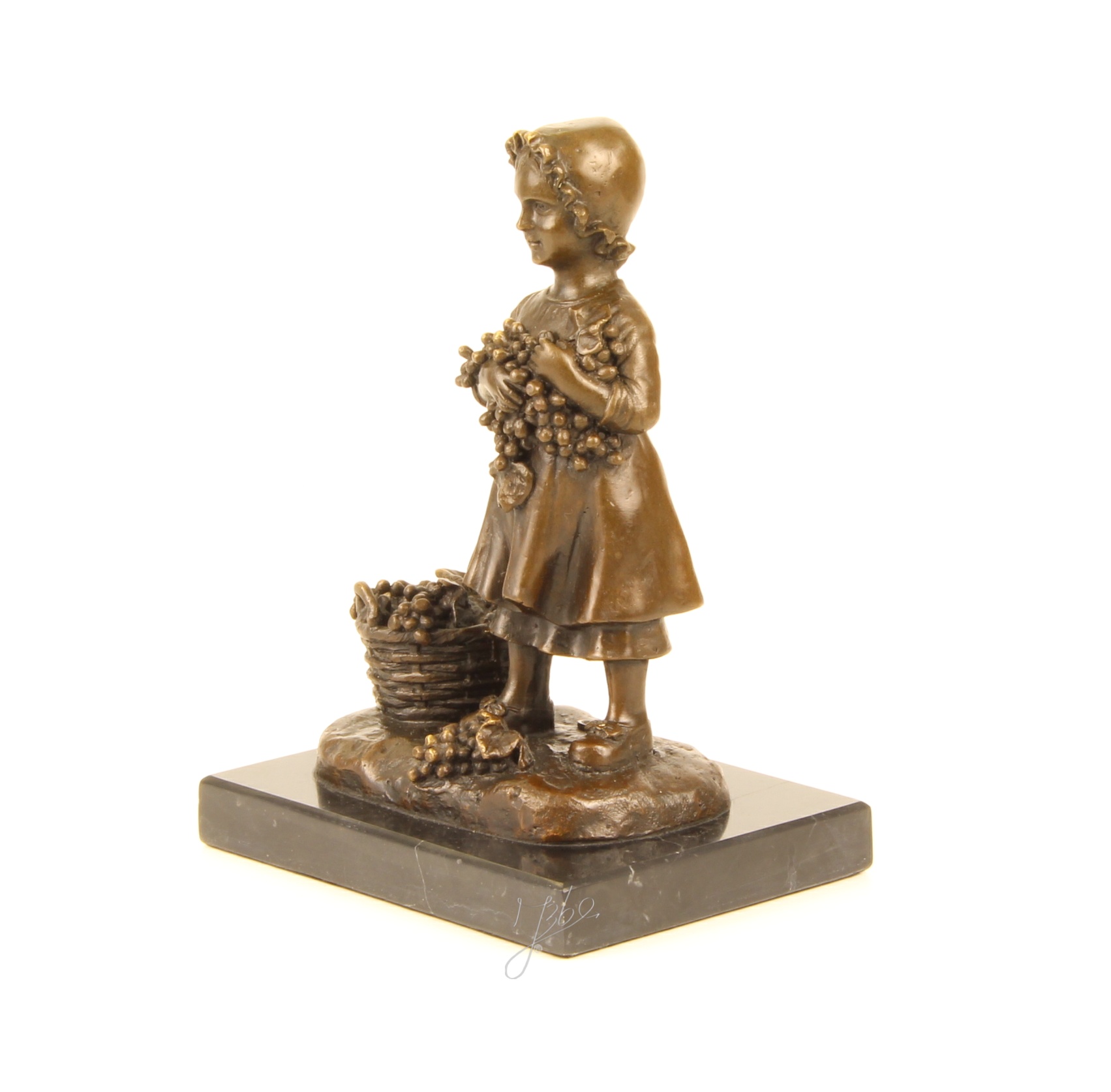 Elegante Bronze Mädchen Skulptur Bronzestatue eines Mädchens mit Trauben 4
