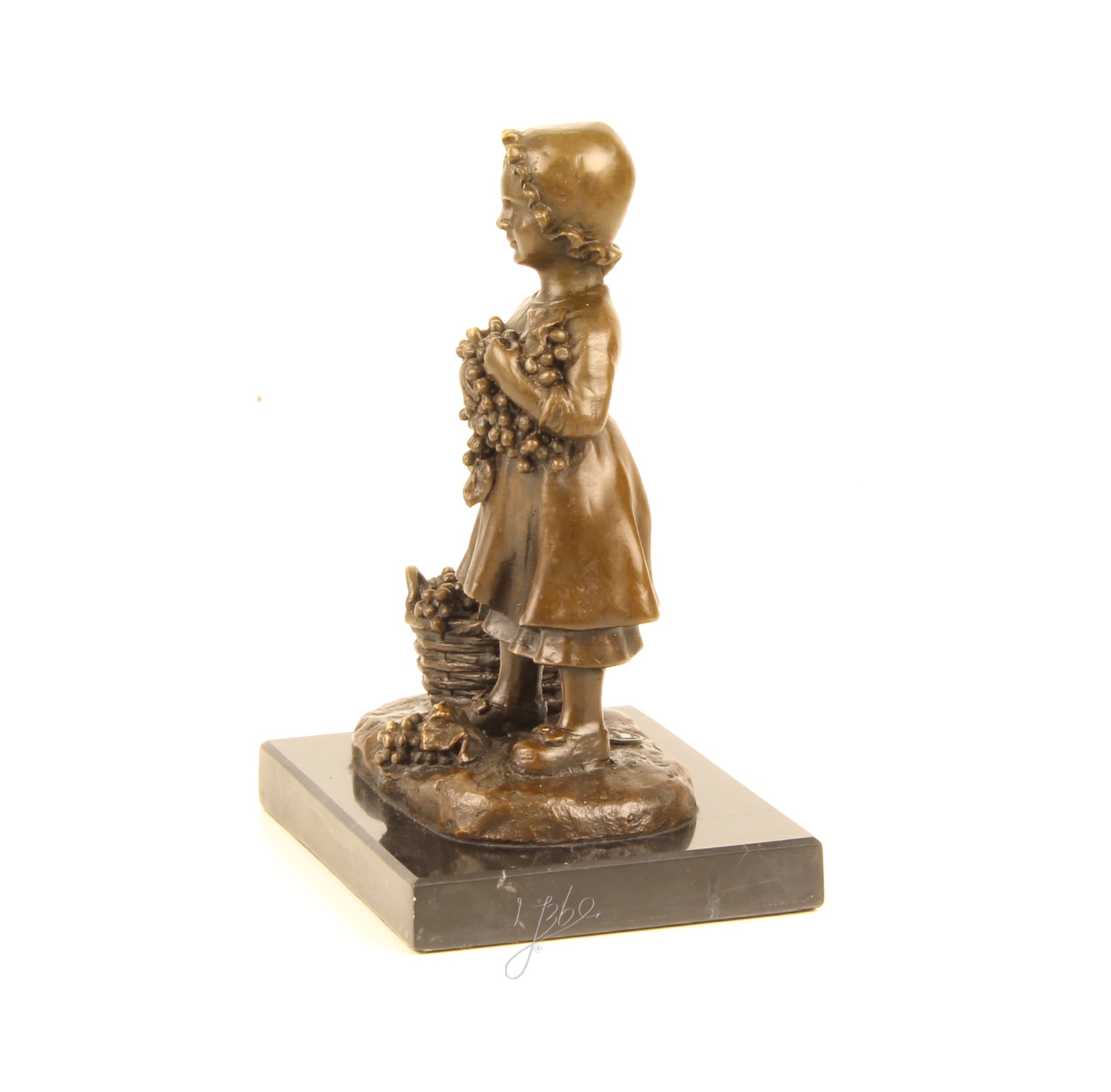 Elegante Bronze Mädchen Skulptur Bronzestatue eines Mädchens mit Trauben 7