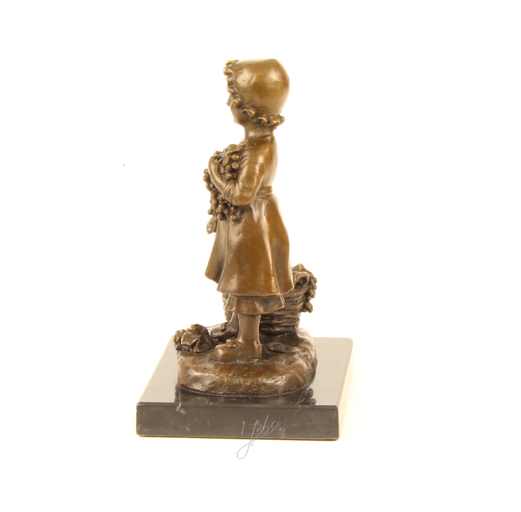 Elegante Bronze Mädchen Skulptur Bronzestatue eines Mädchens mit Trauben 6