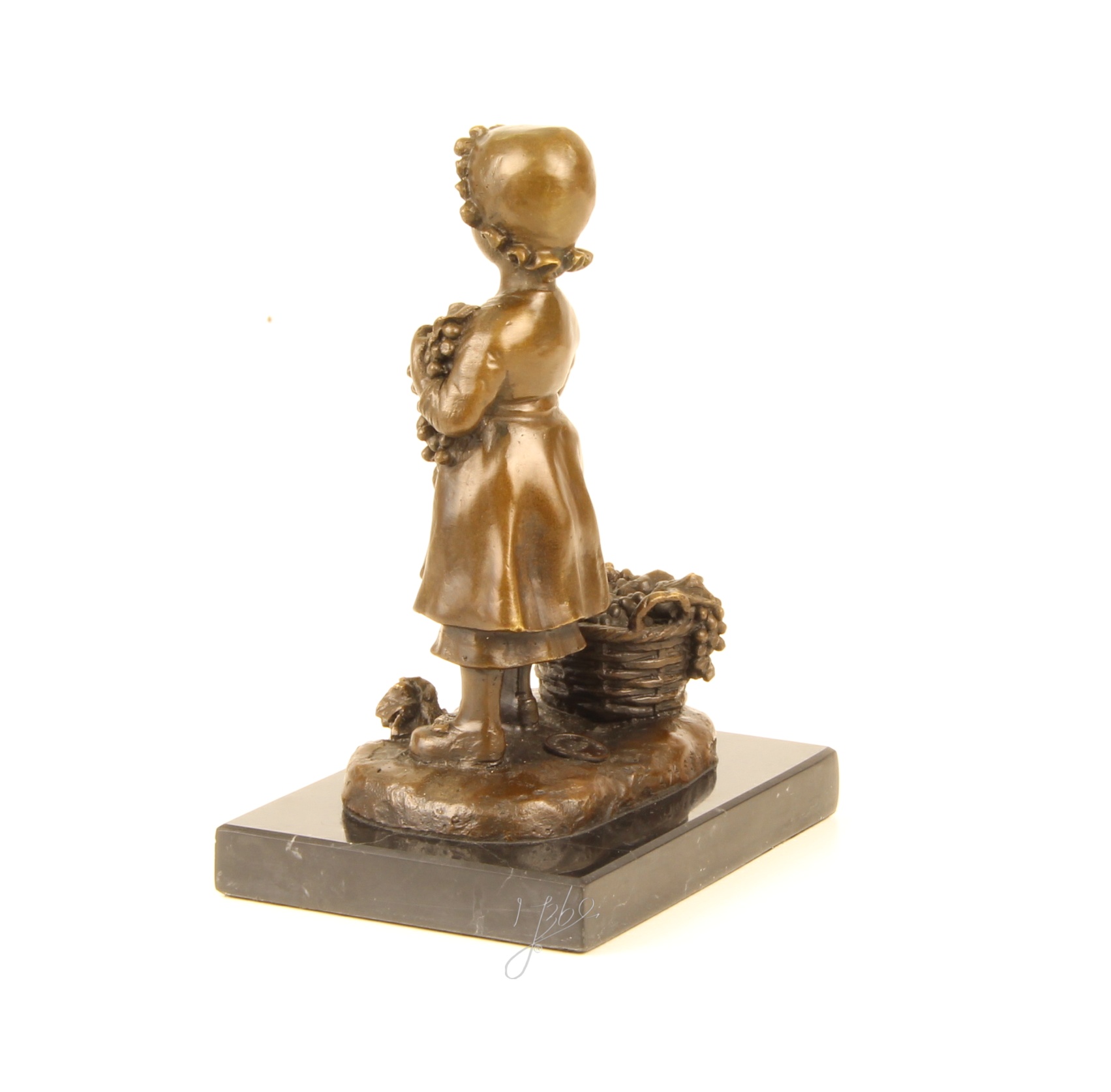 Elegante Bronze Mädchen Skulptur Bronzestatue eines Mädchens mit Trauben 10