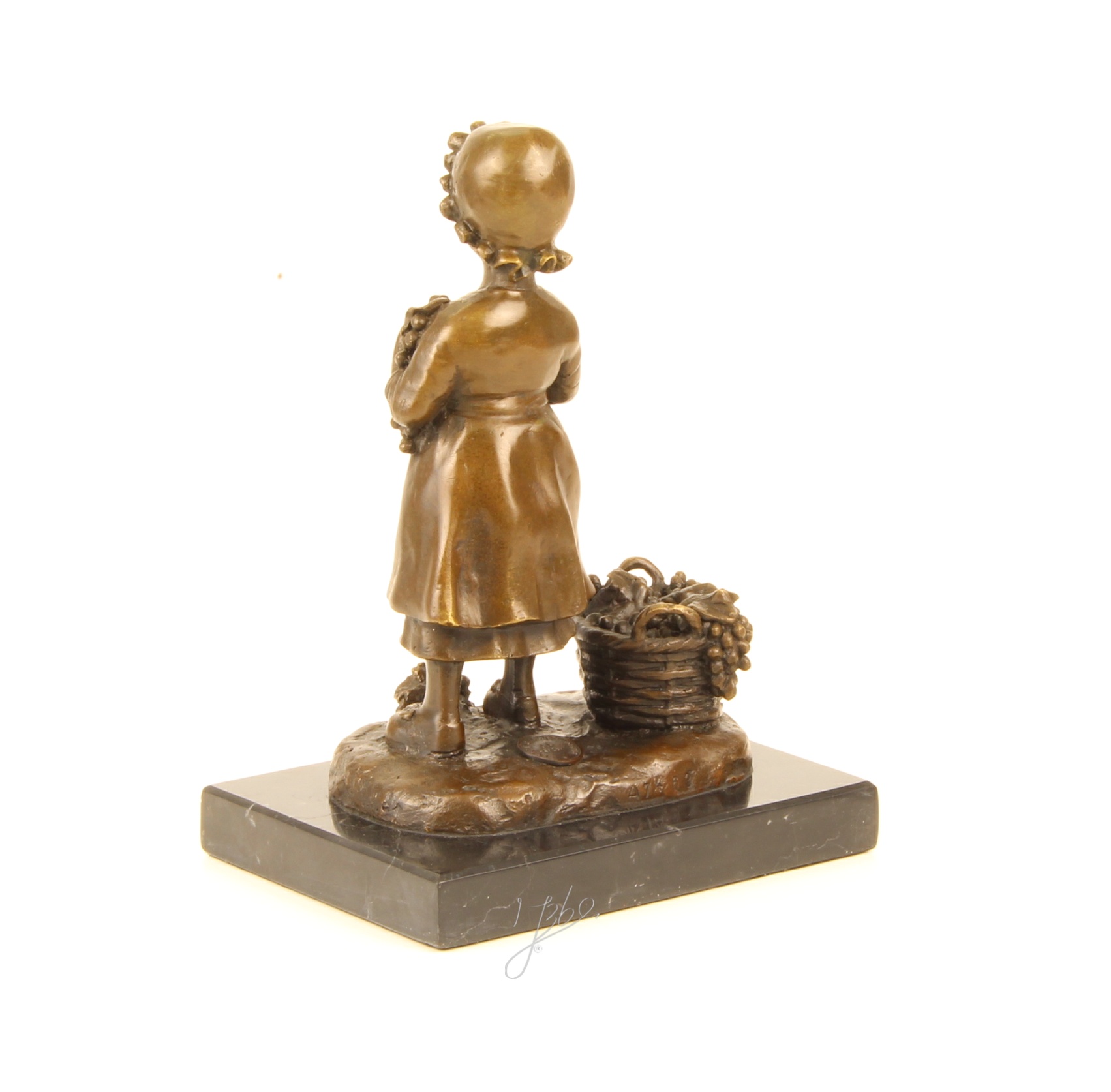 Elegante Bronze Mädchen Skulptur Bronzestatue eines Mädchens mit Trauben 11