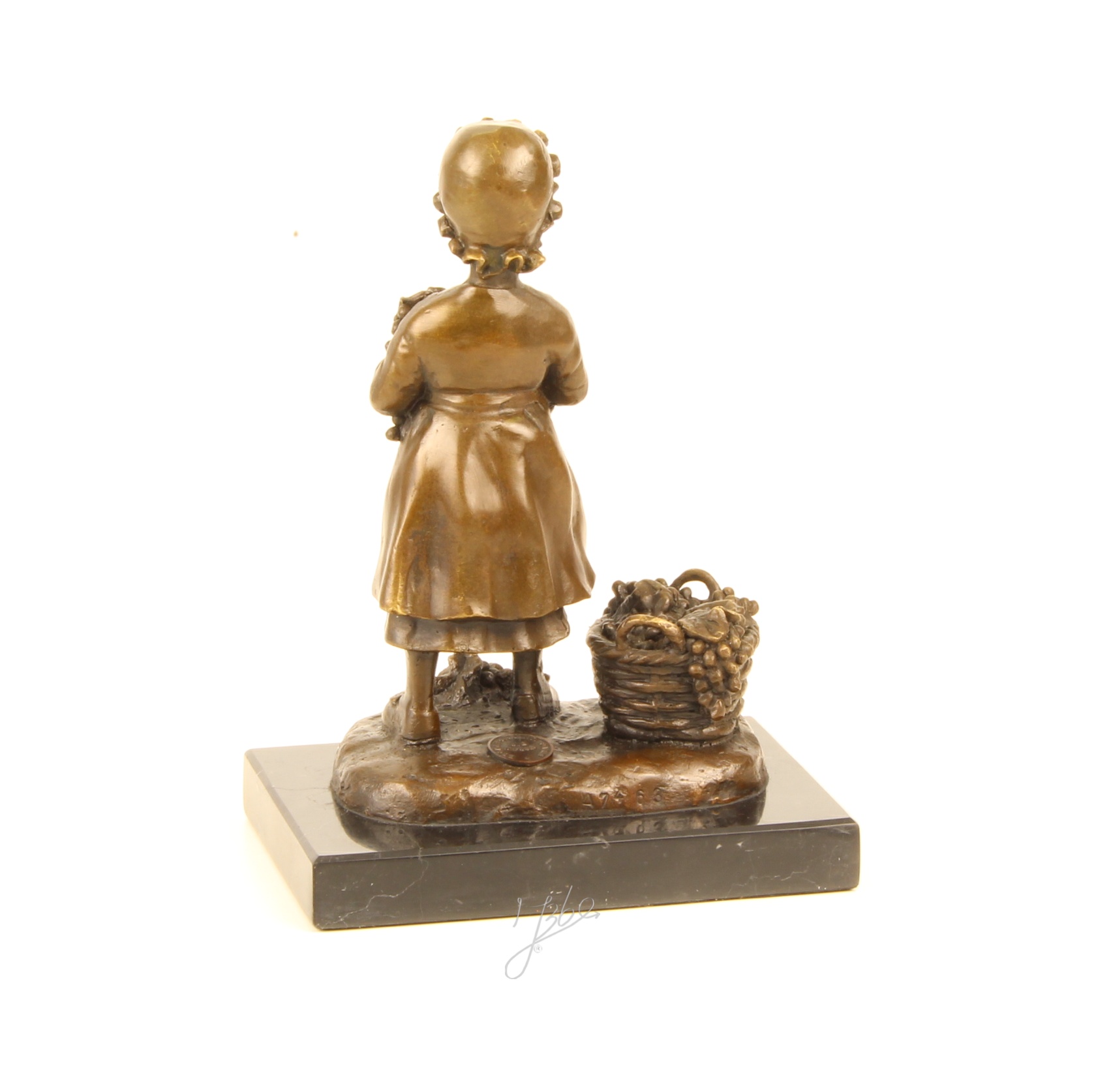 Elegante Bronze Mädchen Skulptur Bronzestatue eines Mädchens mit Trauben 8