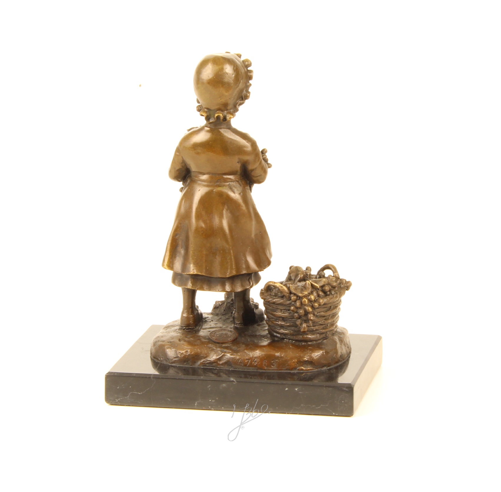 Elegante Bronze Mädchen Skulptur Bronzestatue eines Mädchens mit Trauben 12