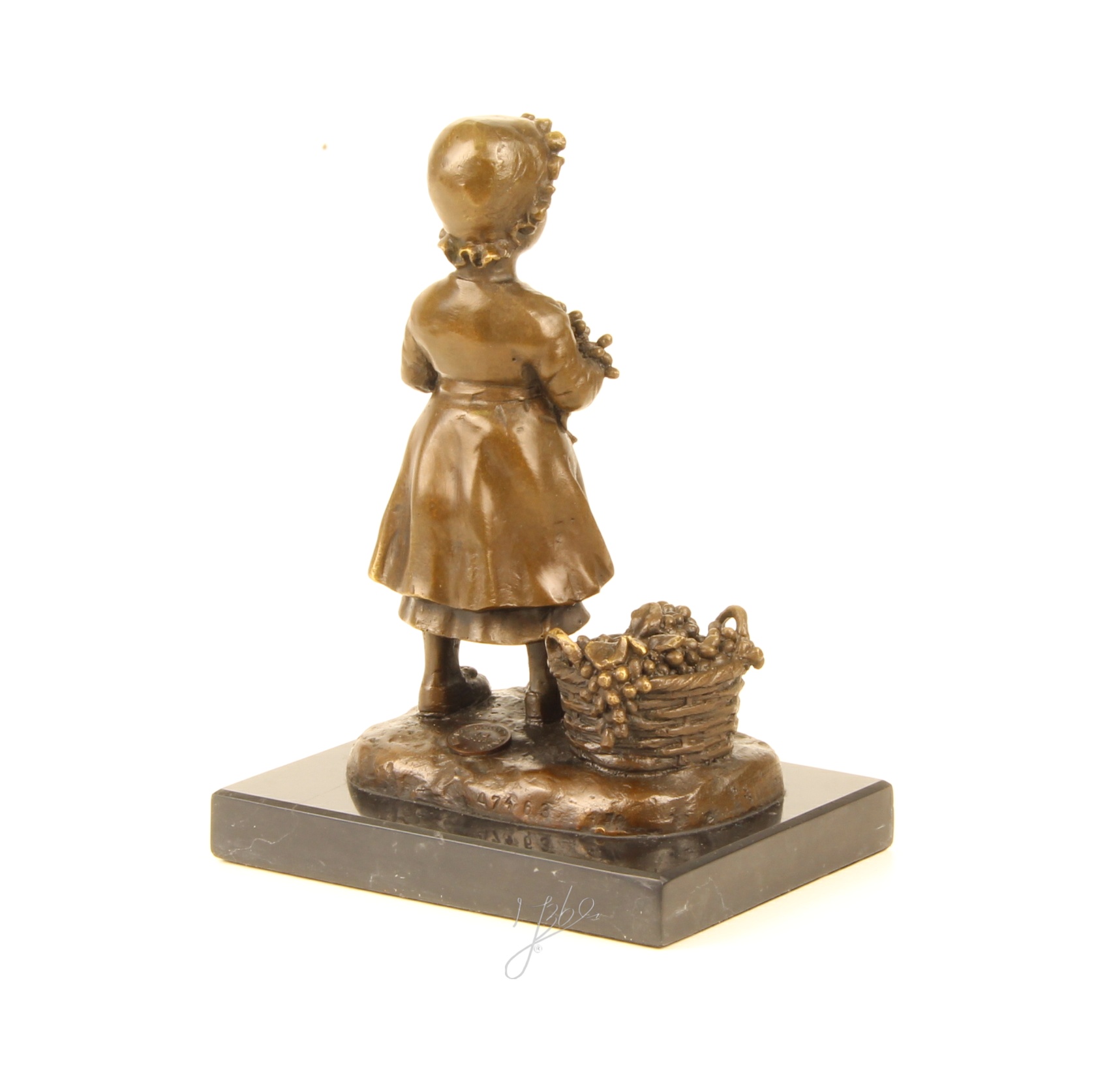 Elegante Bronze Mädchen Skulptur Bronzestatue eines Mädchens mit Trauben 9