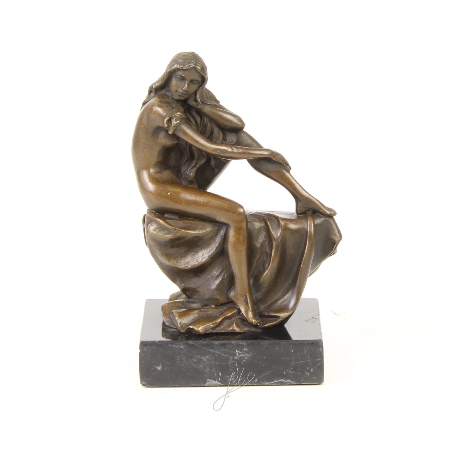 Elegante Bronze Frauenfigur Sitzende Skulptur einer Frau entdecken 3