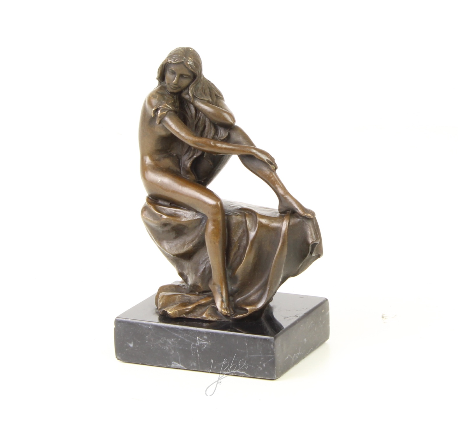 Elegante Bronze Frauenfigur Sitzende Skulptur einer Frau entdecken 4