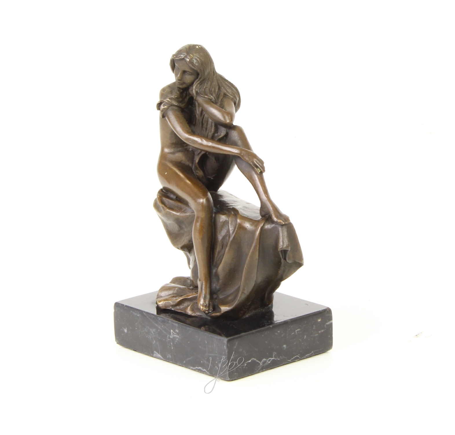 Elegante Bronze Frauenfigur Sitzende Skulptur einer Frau entdecken 11