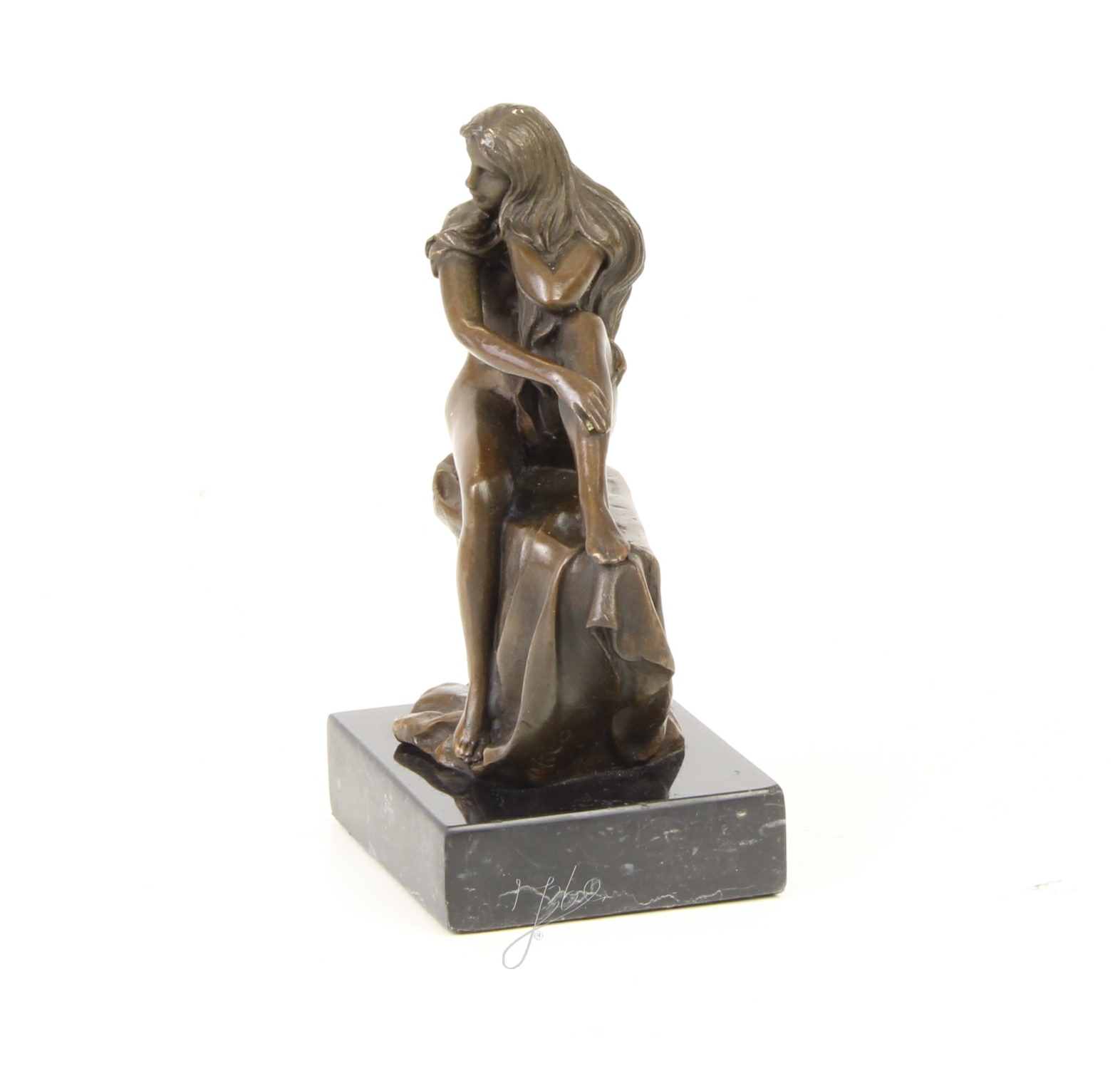 Elegante Bronze Frauenfigur Sitzende Skulptur einer Frau entdecken 7