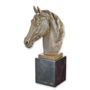 Elegante Bronze Pferdekopf Skulptur auf Marmorsockel für Dekor
