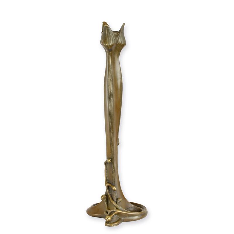 Exquisite Jugendstil Bronze Kerzenhalter Art Nouveau Katzen Skulptur Design 2