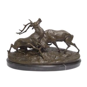 Elegante Bronze Hirschskulptur Bronzestatue kämpfende Hirsche kaufen