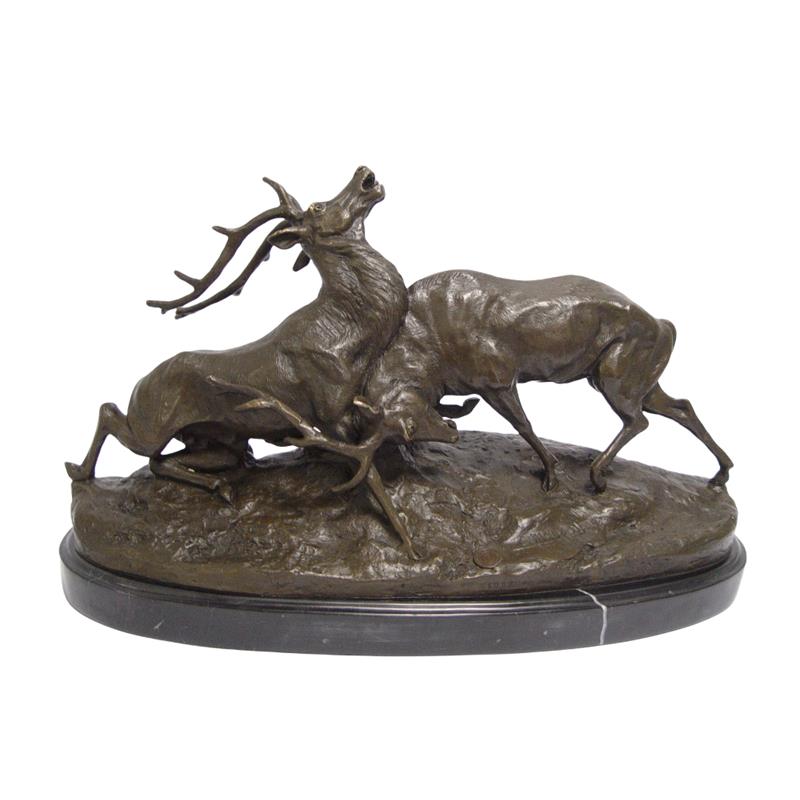 Elegante Bronze Hirschskulptur Bronzestatue kämpfende Hirsche kaufen 2