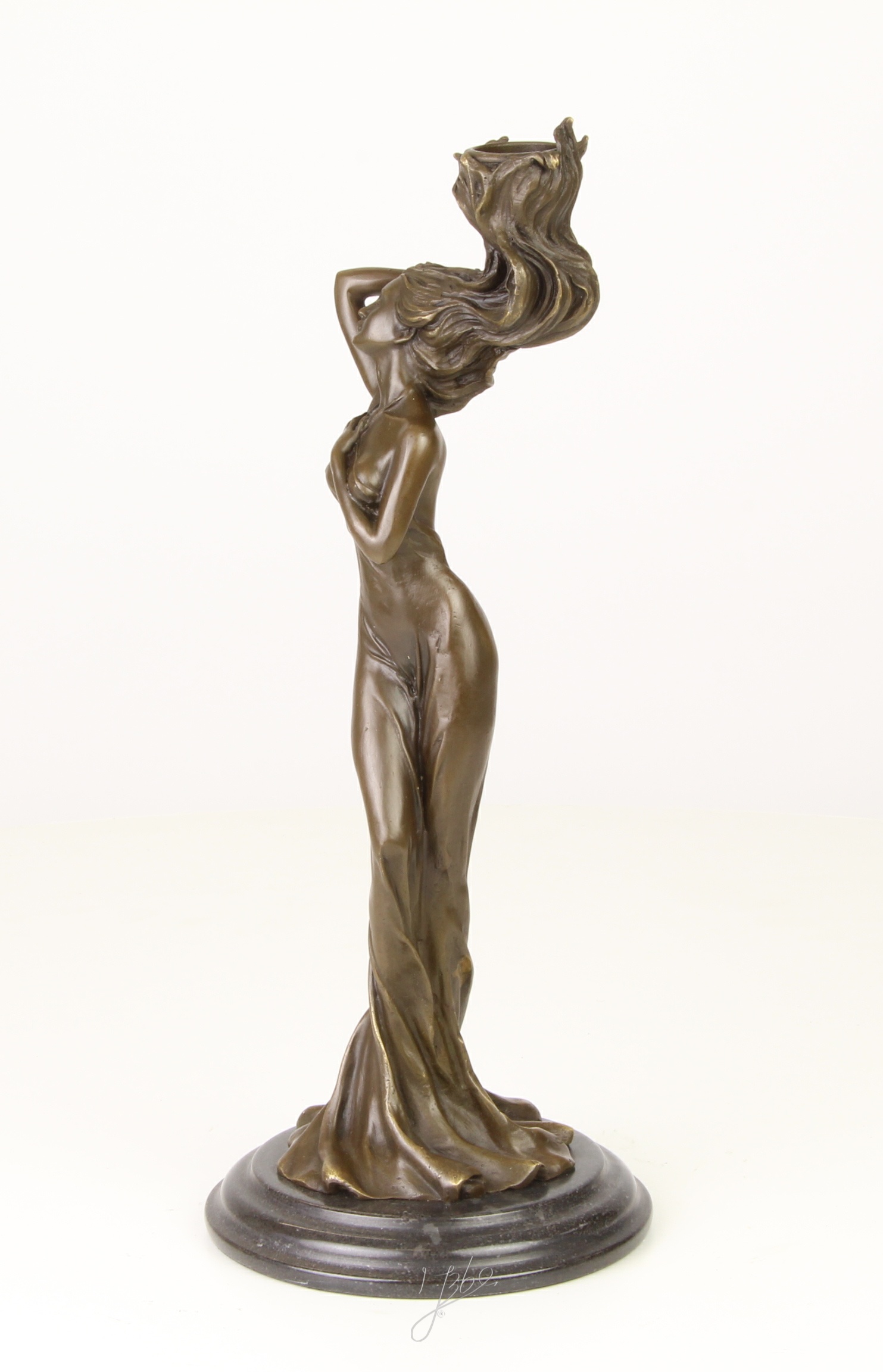 Eleganter Bronzefiguren Kerzenhalter mit Frauenmotiv für stilvolle Dekoration 5