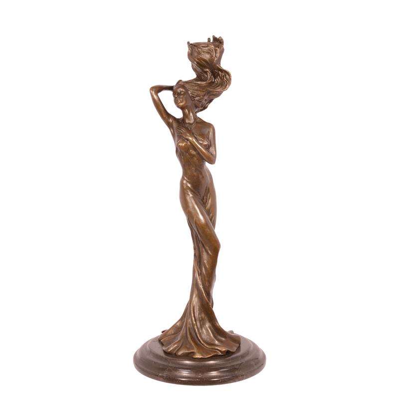 Eleganter Bronzefiguren Kerzenhalter mit Frauenmotiv für stilvolle Dekoration 2